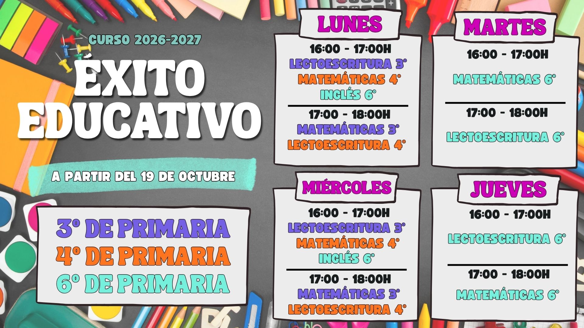 CARTEL ÉXITO EDUCATIVO CURSO 2026-2027
